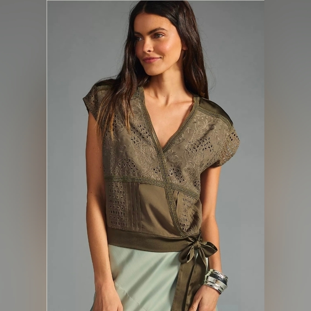 ❤️ ANTHROPOLOGIE TINY TATIANA WRAP TOP, XS